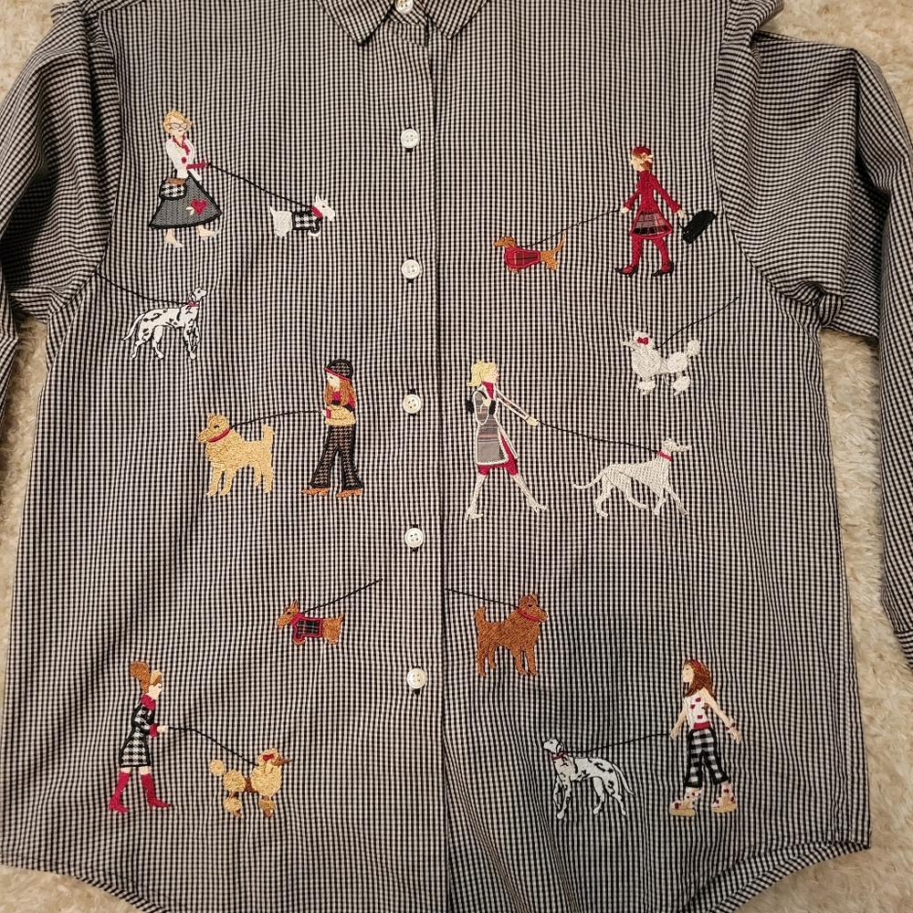 Bechamel Gingham Plaid Button-Down Top Petite Sma… - image 2